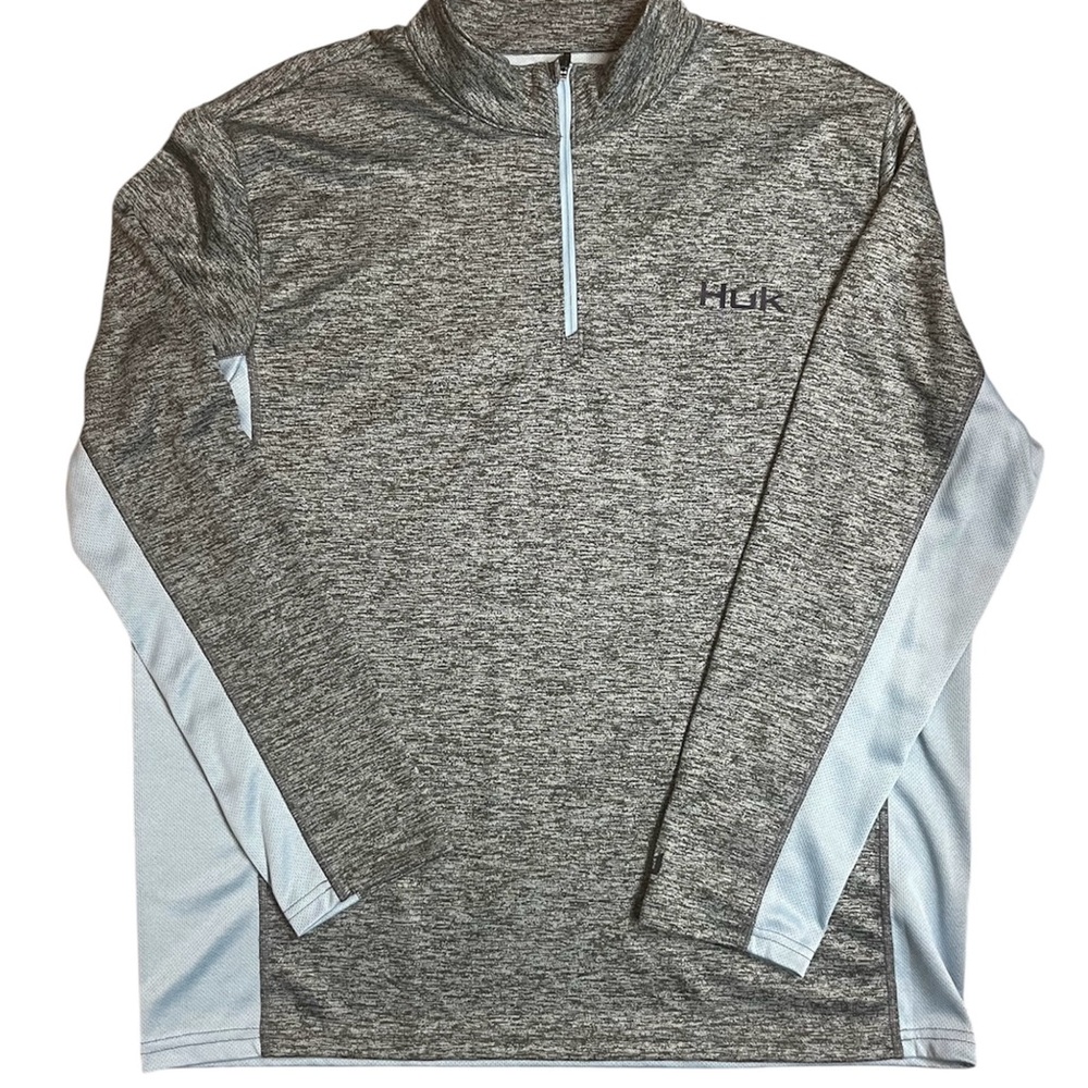 Huk Heather Gray and Sky Blue Pullover